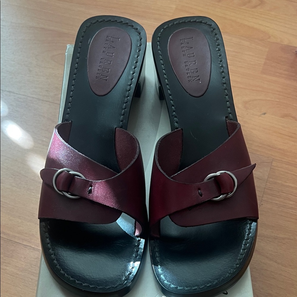 Lauren Ralph Lauren Women's Burgundy Slide Sandals